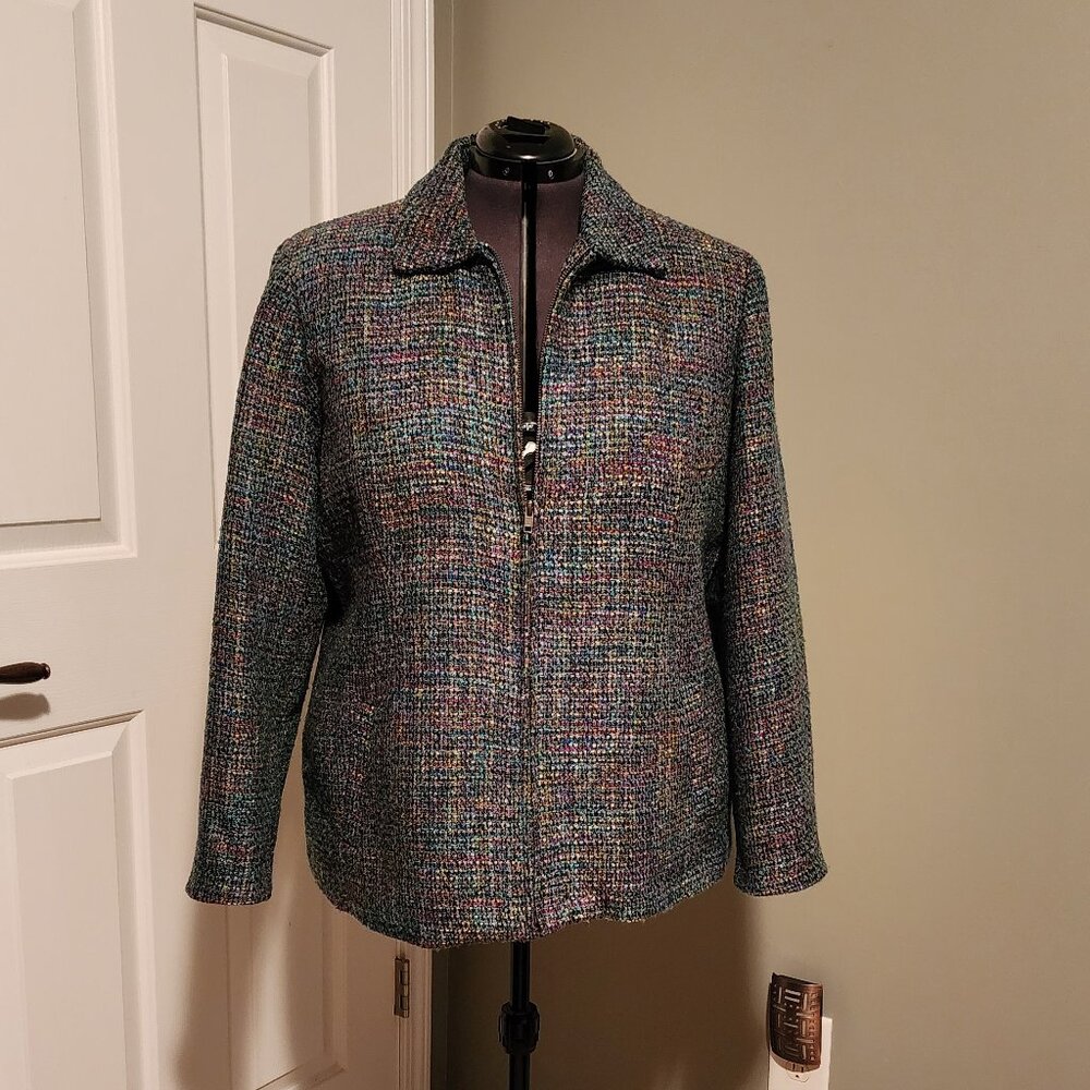 Coldwater Creek 20 - 22 Multi-colored Teal Tweed Blazer